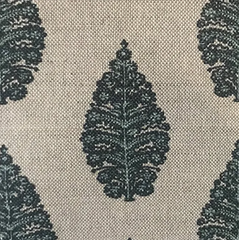 Laibik Small Print Storm Blue & Natural Linen Fabric | Julia Brendel