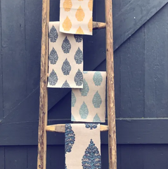 Laibik Small Print Storm Blue & Natural Linen Fabric | Julia Brendel