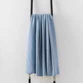 Blue Herringbone Throw | Merino Wool | Isle Mill | Balintyre Cornflower