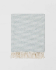 Blue Herringbone Throw | Merino Wool | Isle Mill | Aquamarine Cornflower