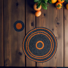 Set of 4 Seagrass Coasters | Midnight Blue & Rust | British Colour Standard