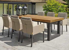 Solid Oak Garden Table with Straight Steel Leg Frame in Anthracite Grey