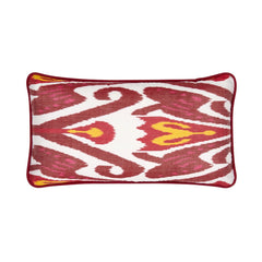 Luxury Silk Rectangular Burgundy & Magenta Ikat Cushion