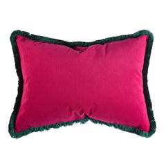 Kelling Home, Peruvian Striped Fuchsia Rectangular Cushion With Moss Green Fringe