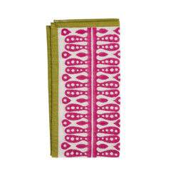 Kelling Home, Peridot Alotablot Tablecloth with Pink Border- Napkins Included