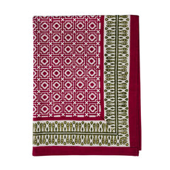 Raspberry Pink Alotablot Tablecloth with Peridot Green Border-Napkins Included
