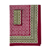 Raspberry Pink Alotablot Tablecloth with Peridot Green Border-Napkins Included