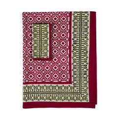 Raspberry Pink Alotablot Tablecloth with Peridot Green Border-Napkins Included