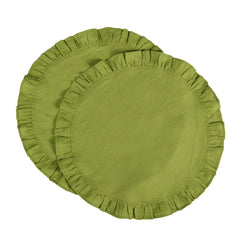 Ruffle Placemat in Peridot Green- Set of 2