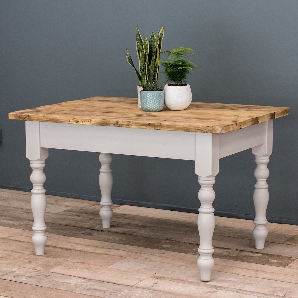 4ft Oak Farmhouse Kitchen Table with Turned Legs