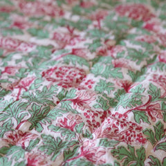 Kelpie' Handblock Printed Pink & Green Floral Quilt with Striped Border