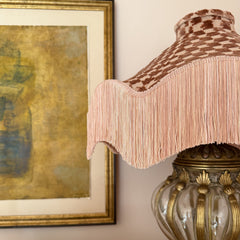 Daisy Check Velvet Lampshade | Dusty Pink | Tinker & Tallulah