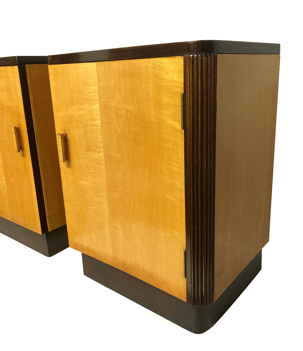 A Pair of Italian Mid-Century Maple Wood Night Stands/ Bedside Tables