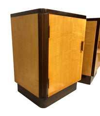 A Pair of Italian Mid-Century Maple Wood Night Stands/ Bedside Tables