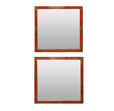 Pair of English Scarlet Japanned Mirrors
