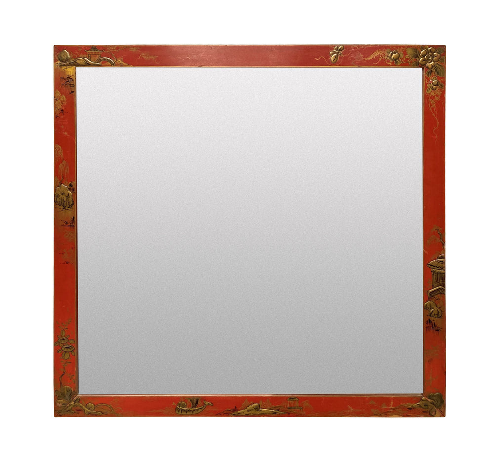 Pair of English Scarlet Japanned Mirrors