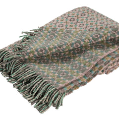 Kelling Home, Beige, Grey & Green Patterned Wool Blanket