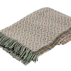 Kelling Home, Beige, Grey & Green Patterned Wool Blanket