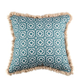 Alotablots' Cushion in Teal with Teal Velvet Back & Cream Fringe- Kelling Home