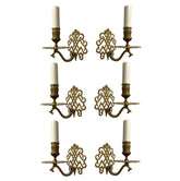 Rare Set of Six Unusal Antique Brass Single Arm Sconces