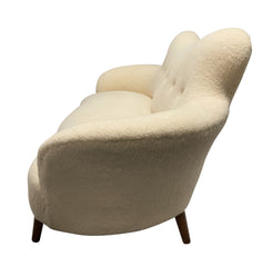 Italian Sculptural Sofa in Faux Lambswool, c.1950–60
