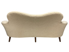 Sculptural Mid-Century Italian Sofa in Faux Lambswool