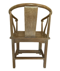 Pair of Mid-Century Chinese Hiorseshoe Armchairs in Pickled Elm