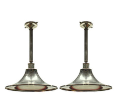 Pair of Mid-century Silver Plated Trumpet Hanging Lights