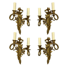 Set of Four Louis XV Style Gilt Bronze Wall Sconces