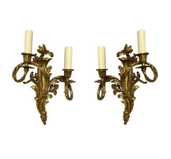 A Pair Of Louis XV Style Gilt Bronze Wall Sconces