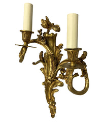 A Pair Of Louis XV Style Gilt Bronze Wall Sconces