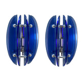 Pair of Veca Italian Blue Glass Wall Lights, 1960s