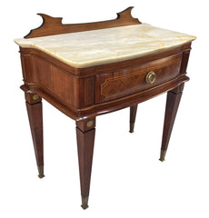 Pair of Paolo Buffa Italian Nightstands with Marble Tops, c.1950