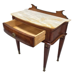 Pair of Paolo Buffa Italian Nightstands with Marble Tops, c.1950