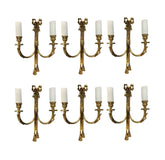 Six Twin Mid-Century Wall Lights with Tassells & Bows