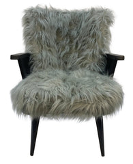 Pair of French Mid-Century Black Laquered Fluffy Armchairs