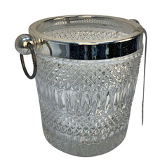 Large English Cut Glass & Silver-Plated Ice Pail, 1970s