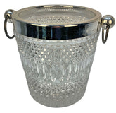 Large English Cut Glass & Silver-Plated Ice Pail, 1970s