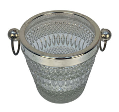 Large English Cut Glass & Silver-Plated Ice Pail, 1970s