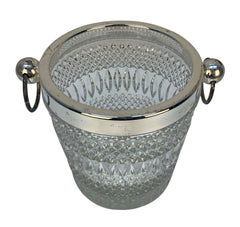 Large English Cut Glass & Silver-Plated Ice Pail, 1970s