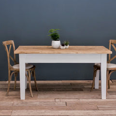 6ft Oak Farmhouse Kitchen Table with Tapered Legs