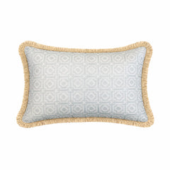 Lumbar Alotablots Cushion | Sky Blue with Cream Fringe | Kelling Home