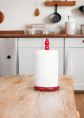 Wooden Kitchen Roll Holder in Chilli Red, British Colour Standard
