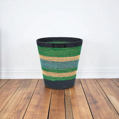 Seagrass Waste Paper Basket in Beryl & Midnight | British Colour Standard