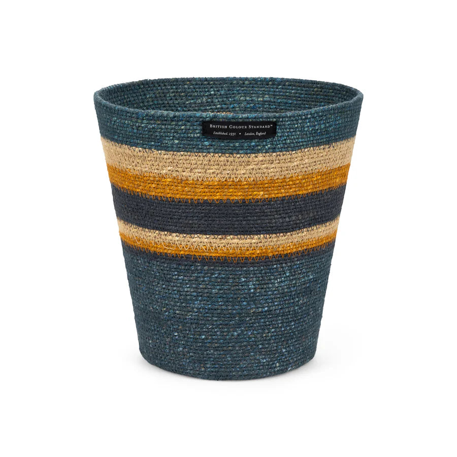 Seagrass Waste Paper Basket in Pompadour & Midnight Blue | British Colour Standard