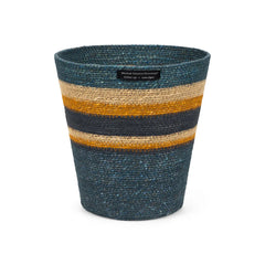 Seagrass Waste Paper Basket in Pompadour & Midnight Blue | British Colour Standard
