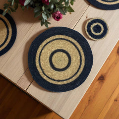 Set of 4 Seagrass Placemats | Black & Natural | British Colour Standard