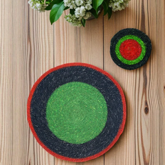 Set of 4 Seagrass Coasters | Midnight Blue & Beryl Green | British Colour Standard