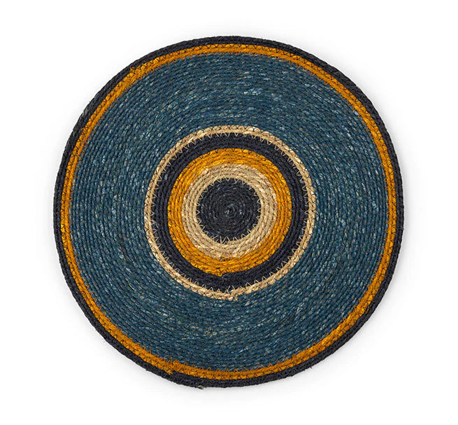 Set of 4 Seagrass Placemats | Pompadour & Midnight Blue| British Colour Standard