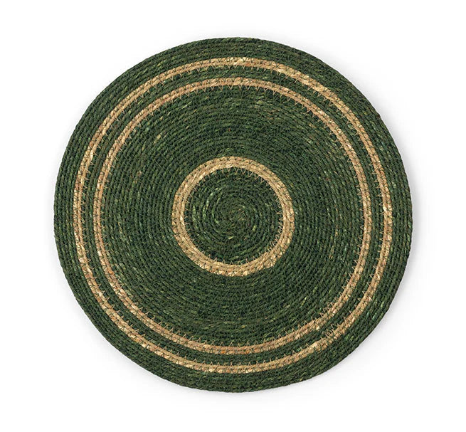 Set of 4 Seagrass Placemats | Olive Green & Natural | British Colour Standard